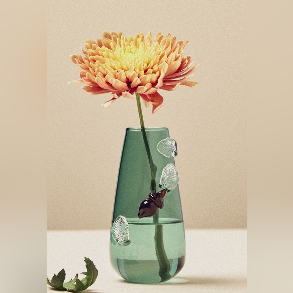 Anthropologie Amber Icon Embellished Glass Bud Vase